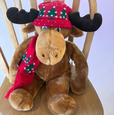 Vintage Commonwealth Christmas Moostletoe Moose Plush with Scarf Hat 1986