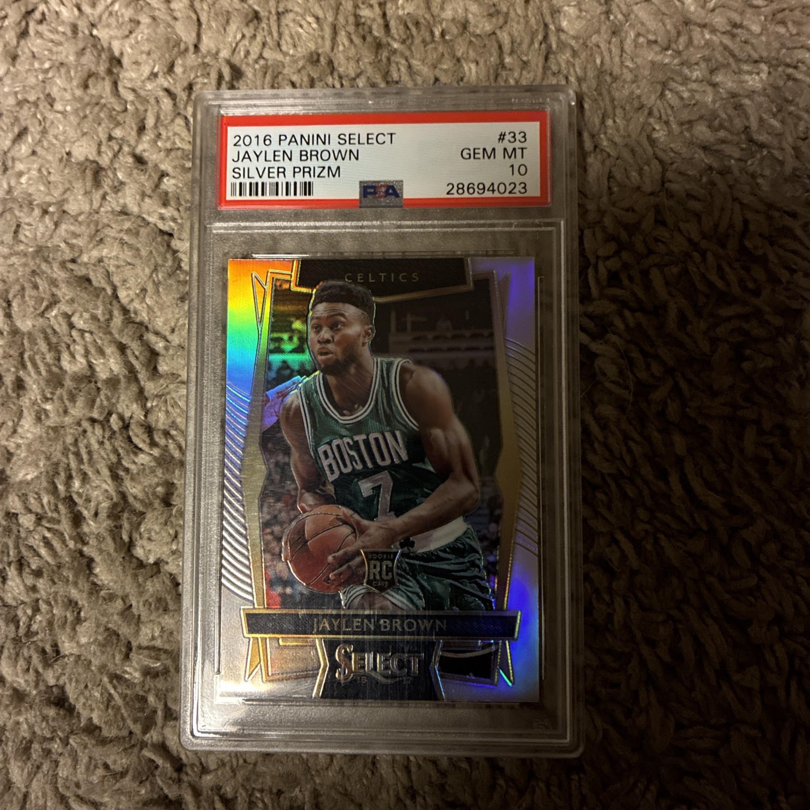 2016 PANINI SELECT SILVER PRIZM #33 JAYLEN BROWN ROOKIE RC PSA 10