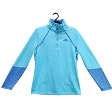 Womens The North Face Glacier Blue 1/4 Zip Sweatshirt Mock Neck Long Sleeve M