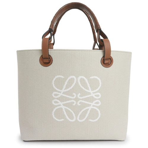 LOEWE Anagram Small Shoulder Calfskin Jacquard Ecru Beige A717S72X06 #840