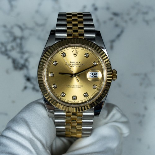 Rolex Datejust 126333 Jubilee Bracelet with Gold Bezel Diamond Dial Box & Papers