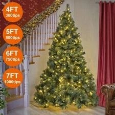 Green Christmas Tree 4ft 5ft 6ft 7ft with Fairy Lights Xmas Party Decorations