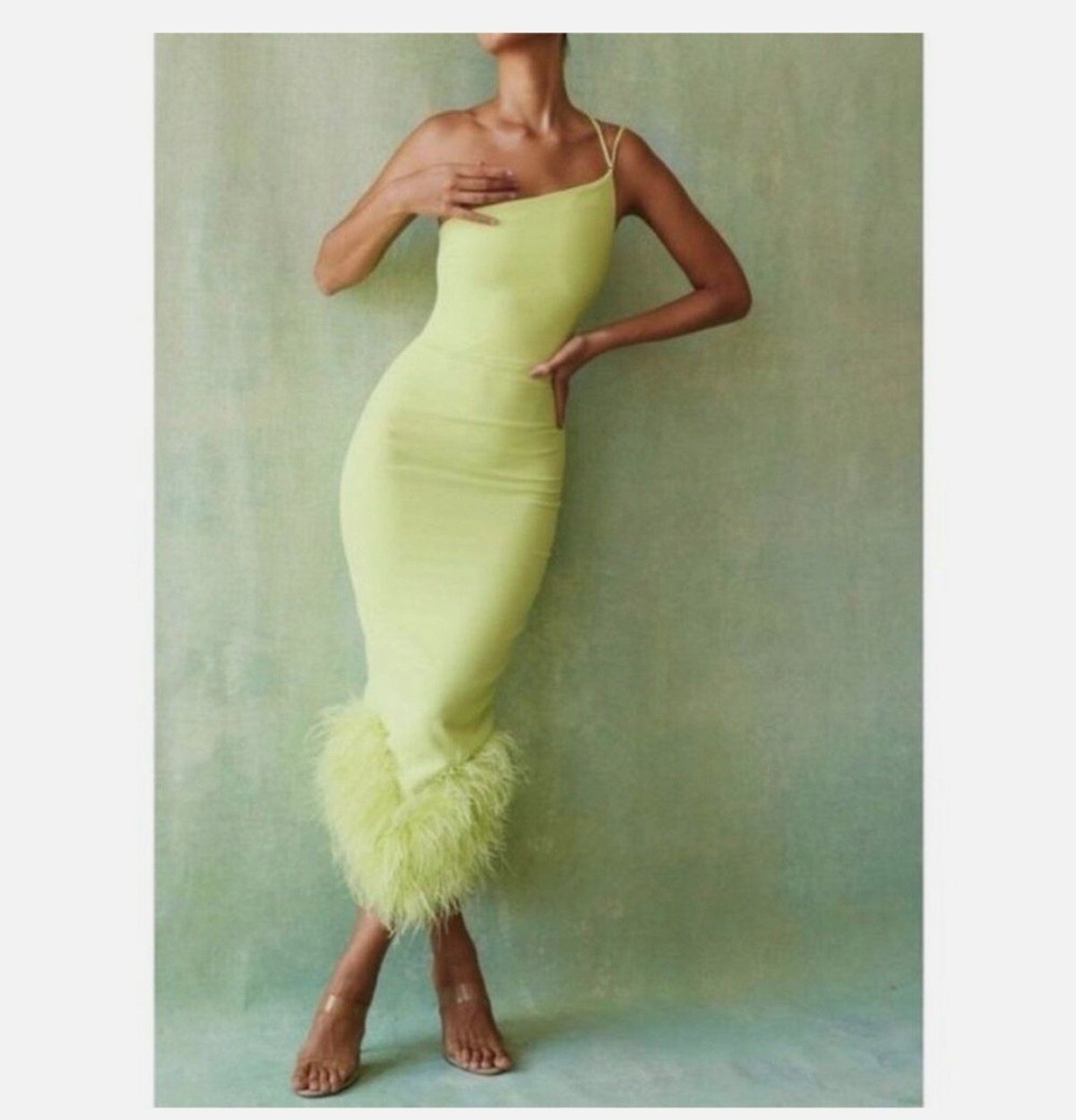 alessia asymmetric feather trim midi dress Black Strapless Feather Trim Asymmetrical Midi Dress Black / XS