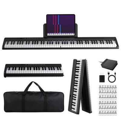 MARVTOWN Portable Folding Piano Keyboard,88Keys SemiWeighted Full Size,Foldab...
