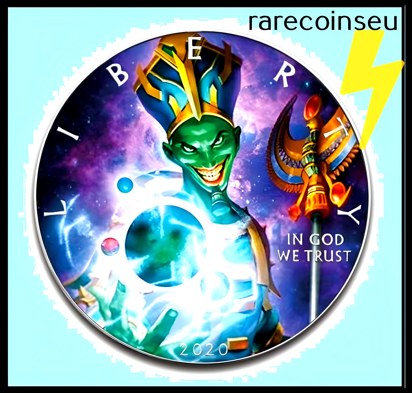 EGYPTIAN JOKER 1 Oz Silver Colorized coin 1$ USA 2020 limited Mintage: 100