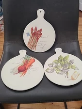Effetti  Trivet/Cheese Plate Italy Set Of 3 Asparagus, Vegetable