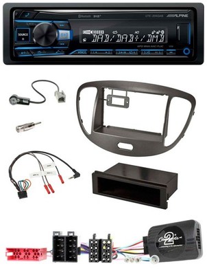 Alpine USB Bluetooth DAB Lenkrad Autoradio für Hyundai i10 ISO 2009-13 dunkelsil