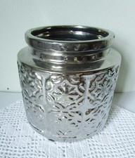 Vasen silberfarben Blumenvase 19 cm hoch aus Keramik Keramikvase