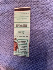 MATCHBOOK COVER-HERCULES MOUNTAIN CLOTH OUTFITS-SEARS ROEBUCK