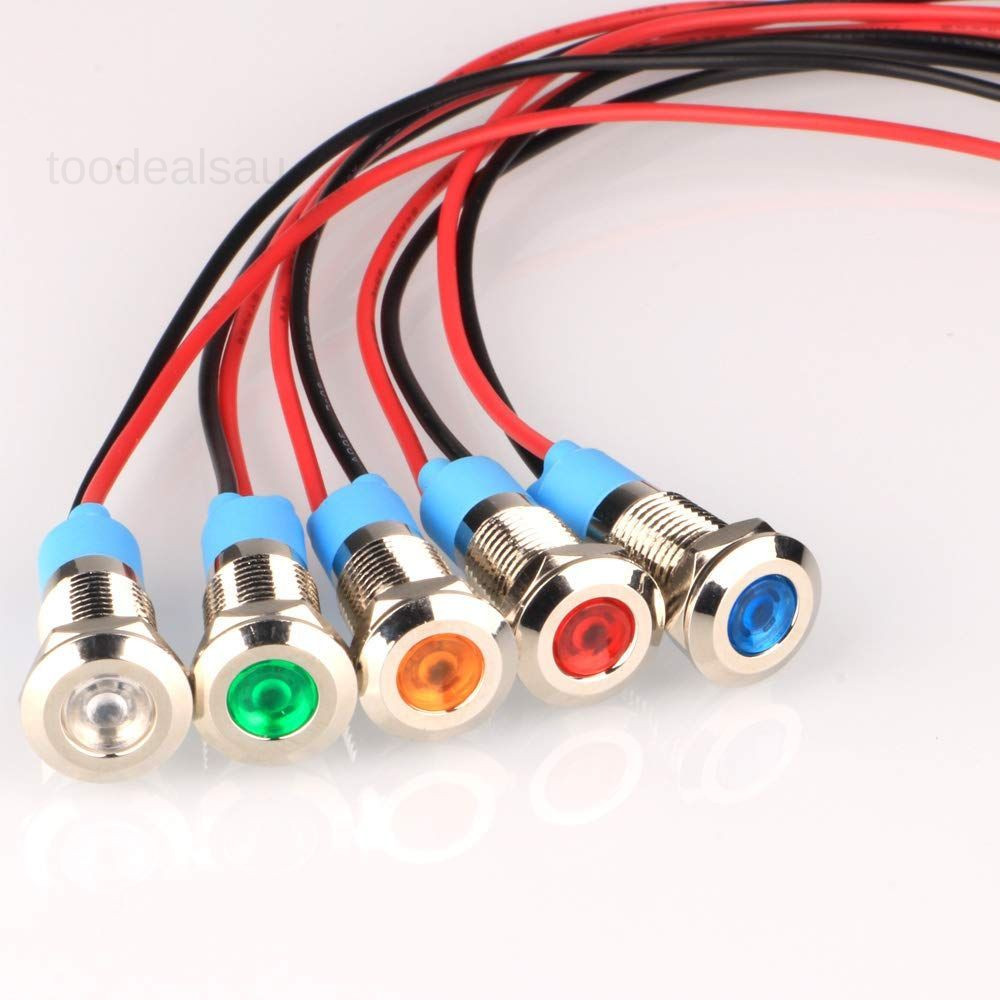 5Pcs 8mm 110V-220VAC LED Metal Indicator Light Waterproof Signal Lamp
