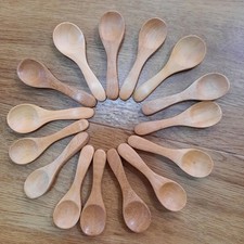15Pcs Wooden Spoon Small Teaspoon Seasoning Coffee Tea Sugar Grain Honey