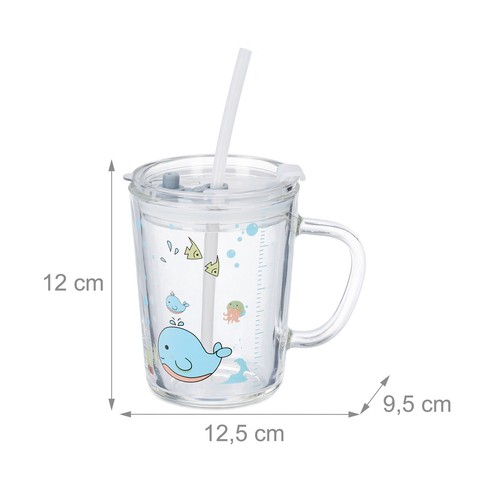 Kindergläser Kinder Trinkbecher 400 ml Kindergläser Set Henkelglas Kinder - Bild 4 von 10