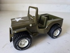 Vintage 1970s Tonka Pressed Steel Green Army Jeep W/Decals Excellent Inside Toy