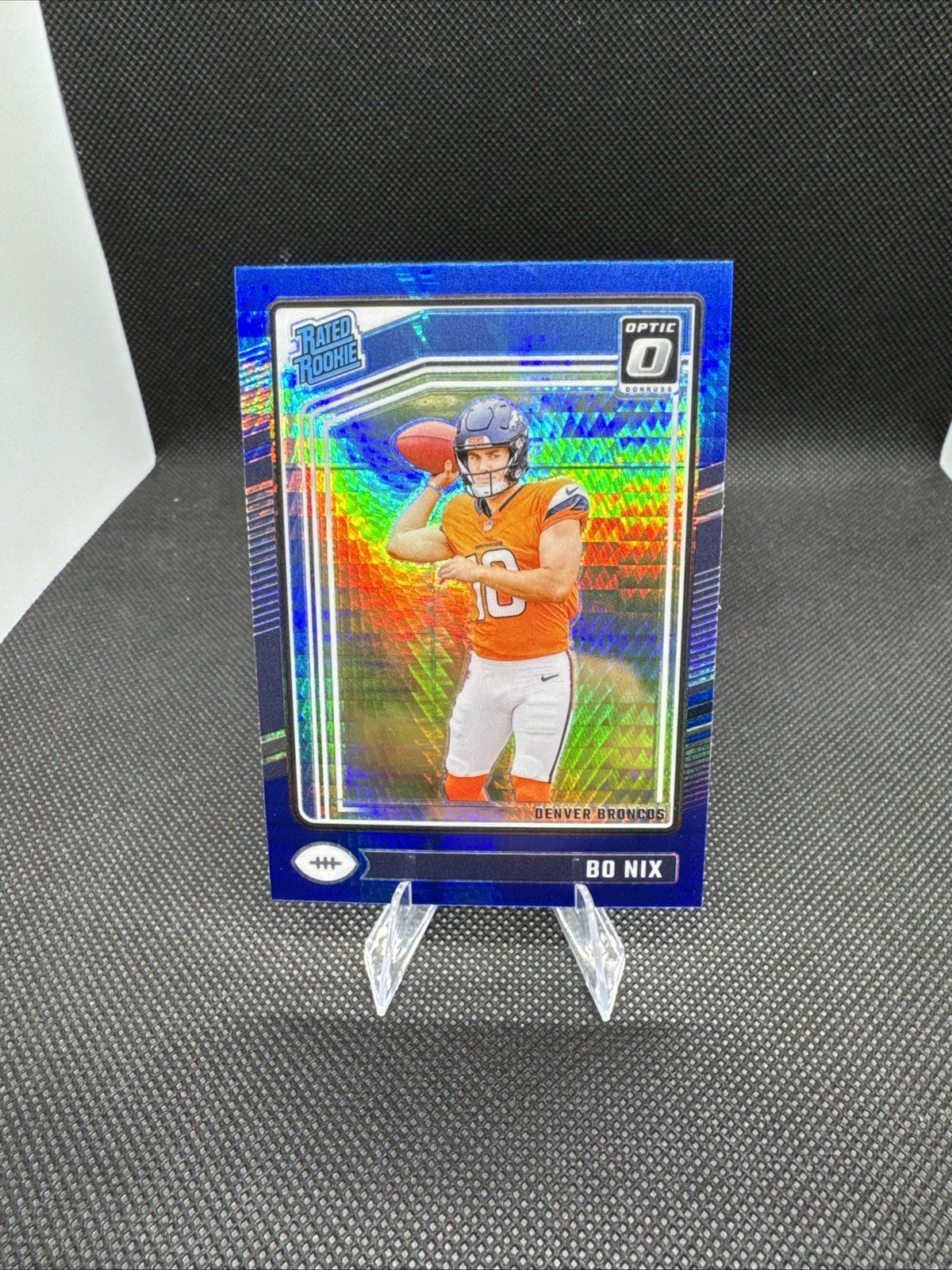 2024 Donruss Optic Bo Nix Blue Hyper Rated Rookie RC 209 Denver Broncos