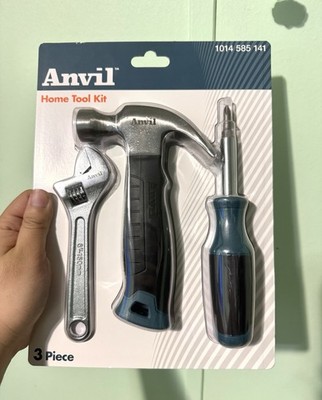 Anvil 3-Piece Home Tool Kit with Hammer, Wrench, and Screwdriver BX-CC