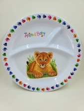 Wild Animal Baby Child's Divided 3 Sectional Plate 8" Dinner Tray Melamine