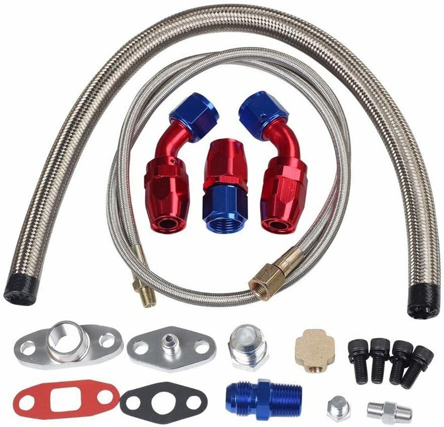 GT45 V-Band T4 Turbocharger Kit – 600+ HP With Oil Drain & Feed Line Bundle