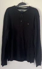 TOMMY HILFIGER Mens Top Long Sleeve L Black Cotton