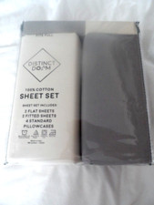Distinct Dorm 100 Cotton Sheet Set 2 flat 2 fitted sheets 4 standard Pillowcase