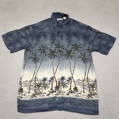 Hollis River Shirt Mens Large Tall LT Palm Trees Beach Hawaiian Outdoor Casual