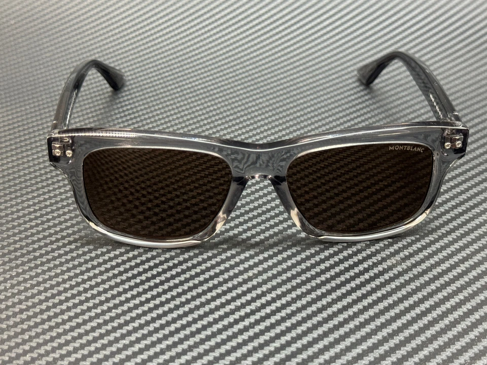 Gafas de sol Mont Blanc MB0319S 004 gris transparente marrón para hombre extra grandes 55 mm Foto 2 de 4