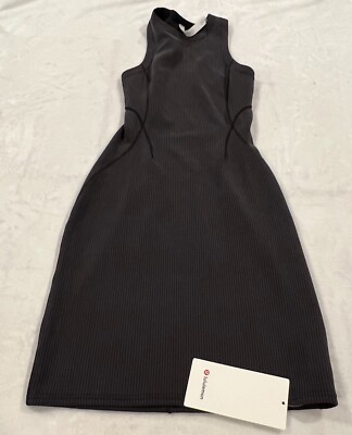 Lululemon Ribbed Softstreme Slim-Fit Tank Dress Size 2 Black | eBay