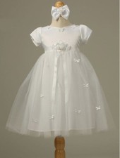 CLOSEOUT BABY WHITE/PINK/IVORY DRESS WEDDING CHRISTENING BAPTISM PAGEANT 0-24Mon