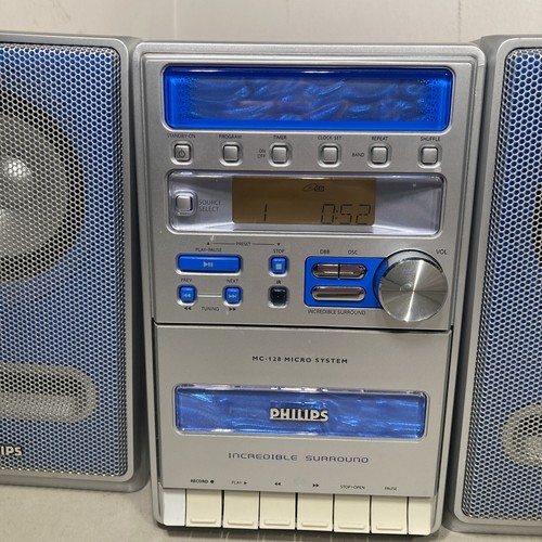 Philips MC-128 LEGGERE DESCRIZIONE FM Radio Nastro Cassetta Lettore CD Micro System - Foto 2 di 15