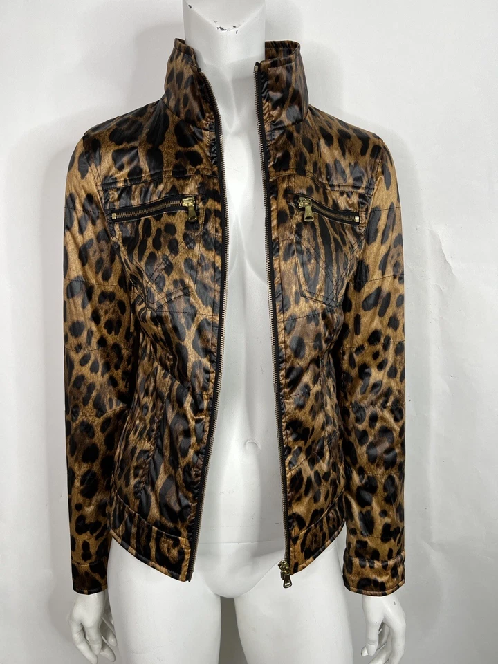 CHAQUETA CORTAVIENTOS VINTAGE DOLCE & GABBANA ESTAMPADO LEOPARDO 38 XS Foto 3 de 4