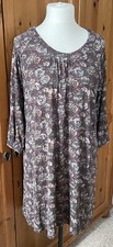 Brora Green Floral Dress | Stretch Jersey Shift | Country Lagenlook | Size 12-14