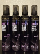 LOT of 4 - Loreal Boost It Volume Inject Mousse Fibra Lock Tech 4 Extra Strong