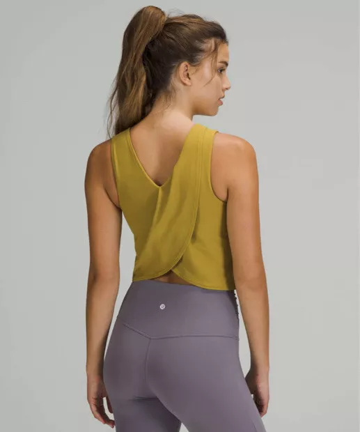 NWT Lululemon Women's Nulu Twist Back Yoga Tank Color Auric Gold Sz 2