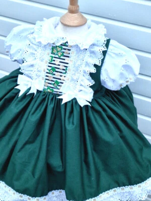 Dream 0-8 years baby girls pink st patricks emerald gold lined dress