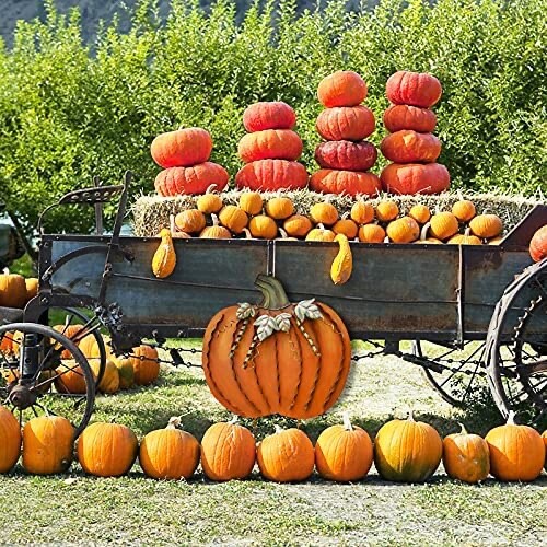 Pumpkin Garden Stake Metal Pumpkin Yard Sign Fall Decor, Decorative ...