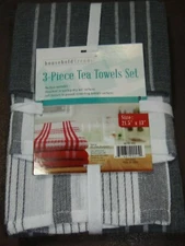 3 Pack HOUSEHOLD TRENDS TEA Towels 21.5" x 13" GRAY  (RM 7-PO-3)