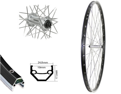 Vorderrad 26'' MTB Shimano TX500 Schnellspanner Laufrad Hohlkammer 19-559 silber