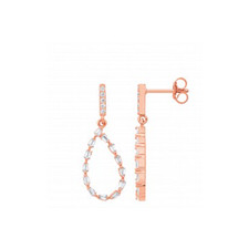Sterling Silver Rose Gold Plated Cz Tear Drop Earrings