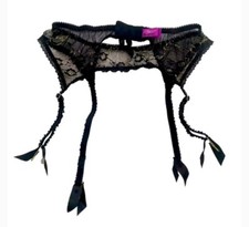 Agent Provocateur L  Agent Black Gold Lace Garter Size Large EUC