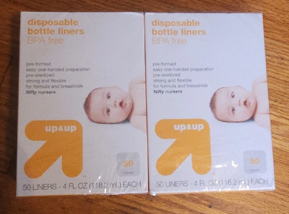 2 Up & Up Disposable Bottle Liners BPA Free 50 Liners Each 4 oz New Sealed Lot