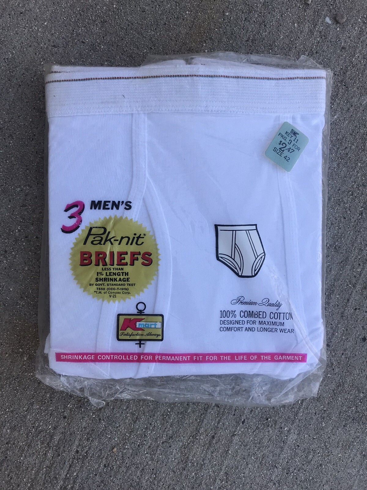 Vintage Pak nit Kmart Men's Briefs White 3 Pack Underwear Sz 42 XL eBay