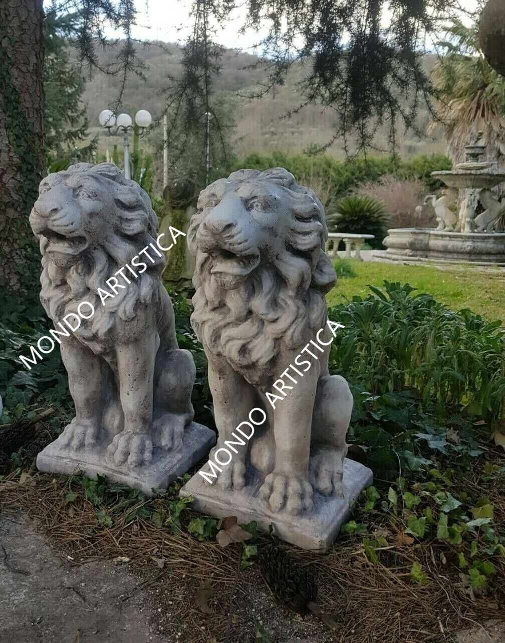 Offerta Coppia Leoni da Giardino in Cemento e Marmo per Esterni