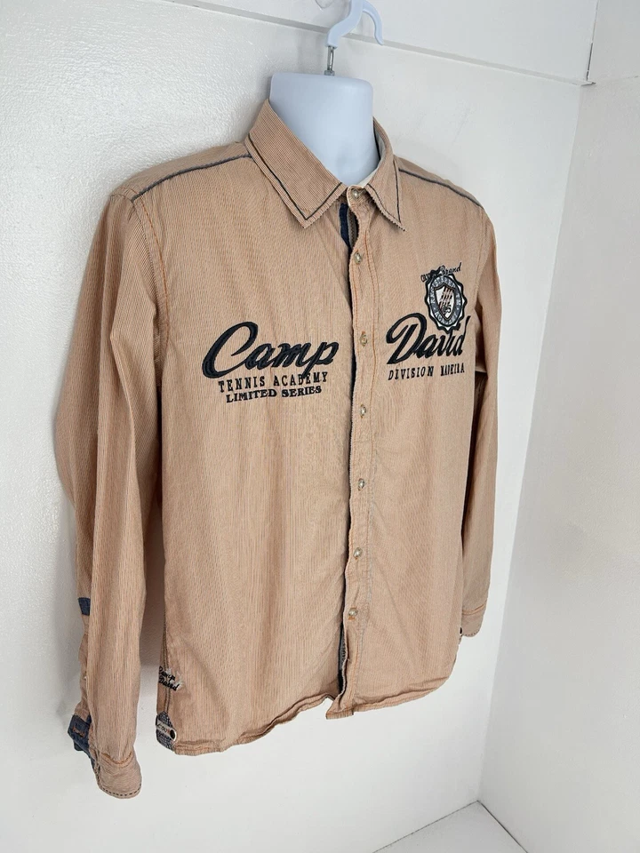 Рубашка на пуговицах Camp David размер средний теннисная академия опрятная в полоску рулонная вкладка - Изображение 3 из 4
