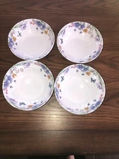 Lechoo  Botanical flowers ￼Melamine Set Of 4 Cereal/salad Bowls Dishwasher Safe
