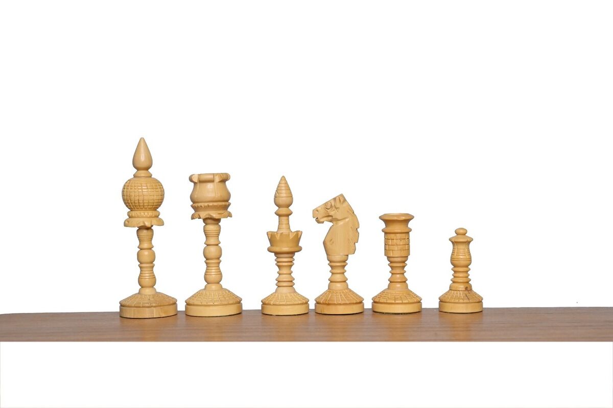 Artistic English Series Hand Carved Vintage Chess Pieces Only