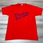 Vintage Destiny Softball Jersey Mens Large Red Short Sleeve Henley Baseball 90s
