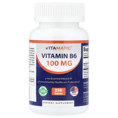 Vitamin B6 , 100 mg , 250 Tablets