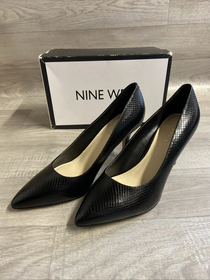 NINE WEST Flagship 75 Ladies Black Snake Print Court Heels Boxed UK 5 / US 7 - Image 2 of 4