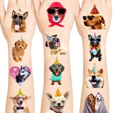96PCS Dog Individually Wrapped Tattoos, Dog Temporary Tattoos, Animal Sticker