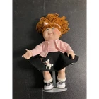 1996 Cabbage Patch Kids Doll Red Yarn Hair Poodle Skirt Pink Cardigan & Stand