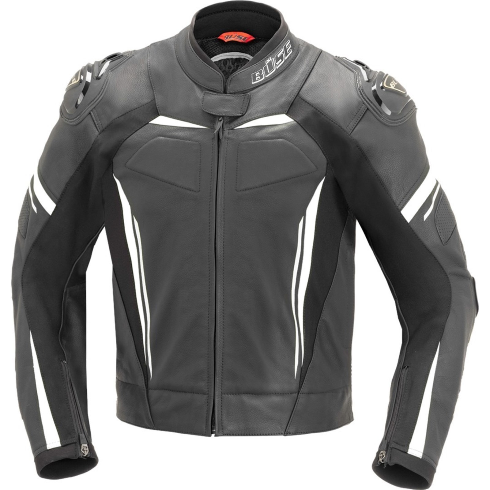 Büse - Men's Motorcycle Leather Jacket Imola - Sporty With Hump Black-White 26